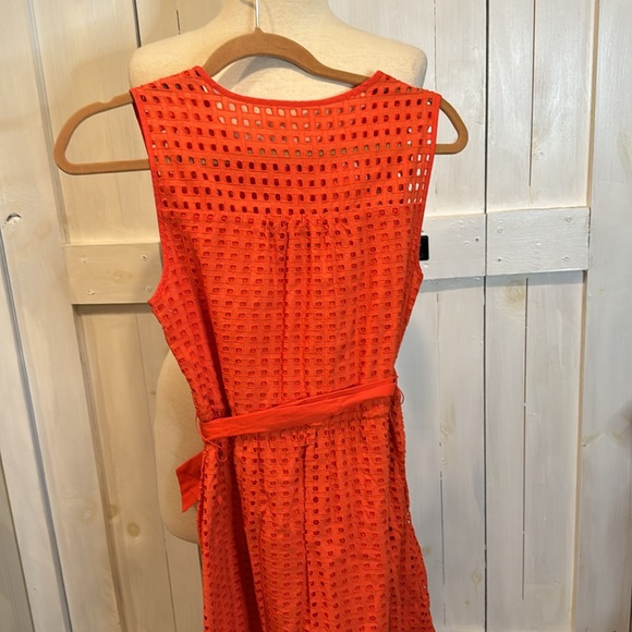 J. Crew Orange Eyelet Waist Tie Midi Dress - Picture 4 of 6